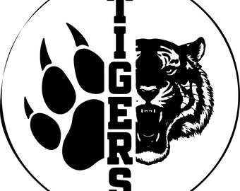 Tigers Mascot SVG PNG, Circle Team Logo, Game Day Cut File