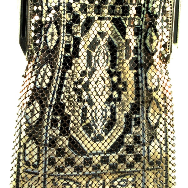 SALE Vtg 1930s Whiting and Davis Art Deco "Persian Carpet" Black/Gray Enamel Metal MESH Handbag BAG Purse - "Whiting & Davis" Book Piece