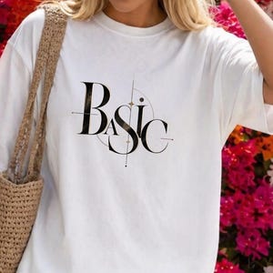 Basic Shirt, Minimalist Typography Tee, Simple Aesthetic Graphic Shirt