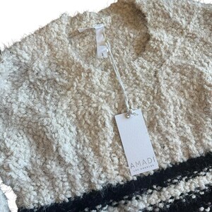 Sweter Anthropologie Amadi Cora z frędzlami w kolorze kremowo-czarnym, rozmiar S zdjęcie 5