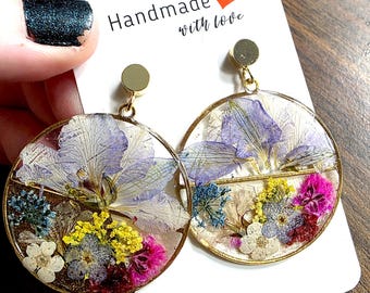 スプリットサークル春の花イヤリング