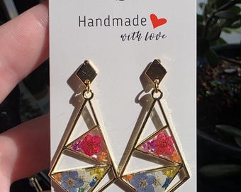 押し花のイヤリング