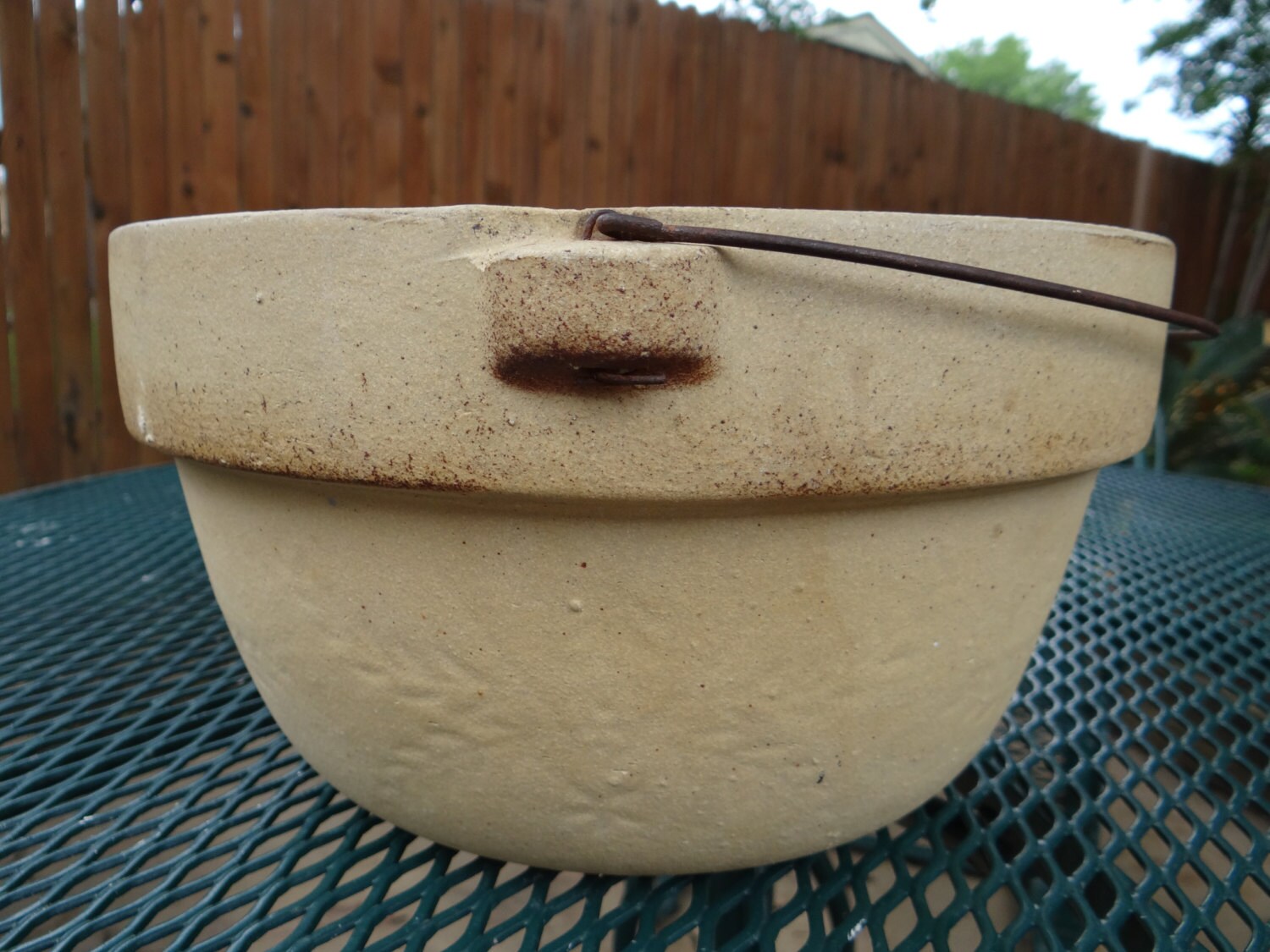 Vintage Stoneware Crock Bowl with Wire Bale Handle Etsy