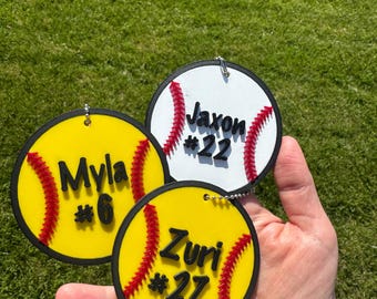 Porte-clés/étiquettes pour sacs de baseball/softball