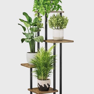 AZERPIAN 5 Tier Plant Stand Indoor Metal Corner Shelf Tall Flower Rack for Multiple Plants Modern Holder for Living Room Balcony.
