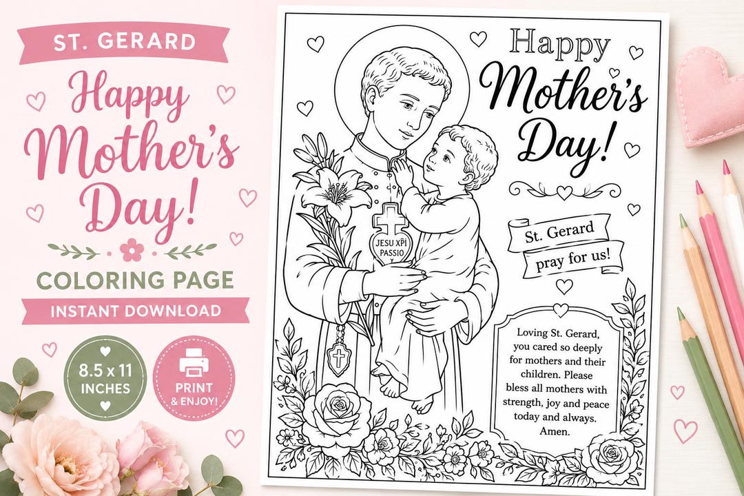 St. Gerard Mother’s Day Coloring Page | Catholic Printable Activity for ...