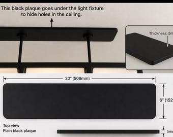 Custom Black Ceiling Cover Plate – 20” x 6” – 5mm Thick – Made to Order
