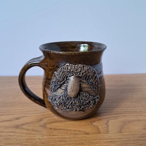 Vintage Kerry Kingston PEI Studio Pottery Face Mug, Signed KK Prince Edward Island Mud Puddle Pottery, 1980s Mustache Man Folk Art Cup