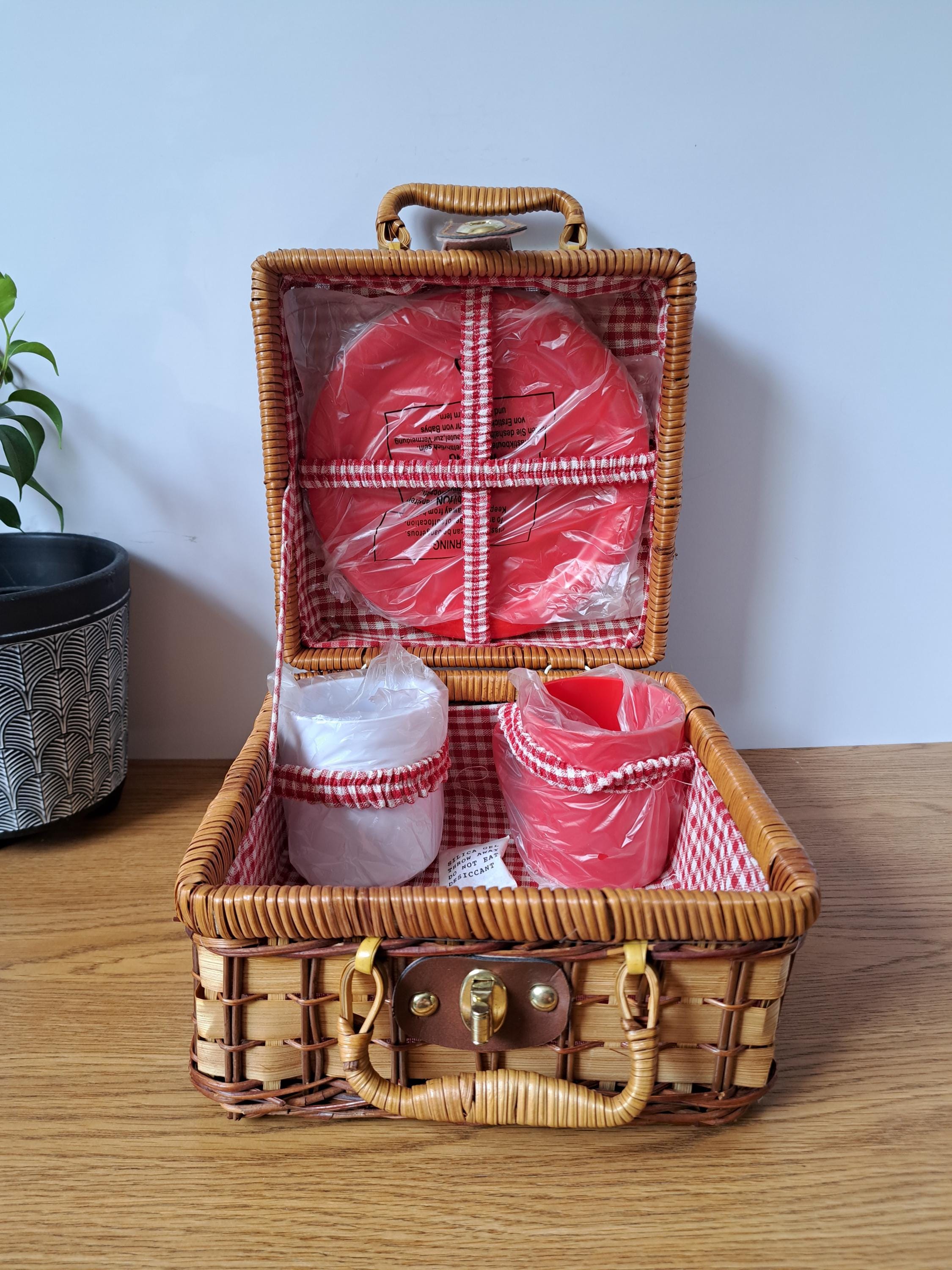美品　Vintage picnic basket Vintage Wicker Picnic Basket - Etsy Canada