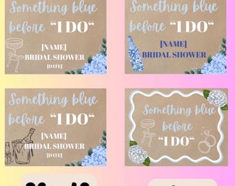 Something Blue before I Do Banner Template – Editable Bridal Shower Decor, Printable Canva Template