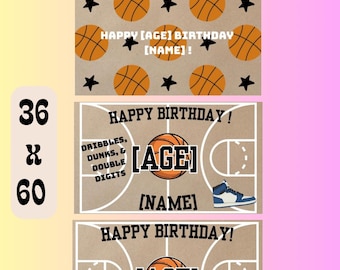Basketball Birthday Banner Template | Editable Canva Template 3ftx5ft