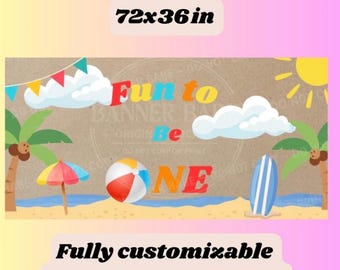 Fun to be one banner template | instant download | first birthday