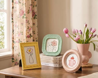 Süße Pastell Bilderrahmen, skurrile Fotorahmen für die Wand und Schreibtisch, ästhetische Kinderzimmer Dekoration, Kinderzimmer Kunst, Geschenk für sie, 100 x 100 x 100 cm