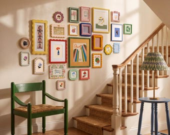 Lebendiges vielseitiges Galeriewandrahmen-Set, wunderlicher Bilderrahmen, bunte Rahmen für Boho-Maximalisten-Dekor, Geschenk für Kunstliebhaber
