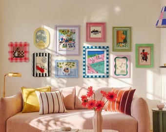 Funky Eclectic Mix Picture Wall Frames Collection, Gallery Wall Frame Set, Cute Aesthetic Wall Decor for Bedroom Living Room (Single/Set)