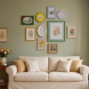 Vintage Scalloped Gallery Wall Picture Frames Set, Shabby Chic Photo Frames with Acrylic Glass Sheet, Farmhouse Home Decor (Single or Set)