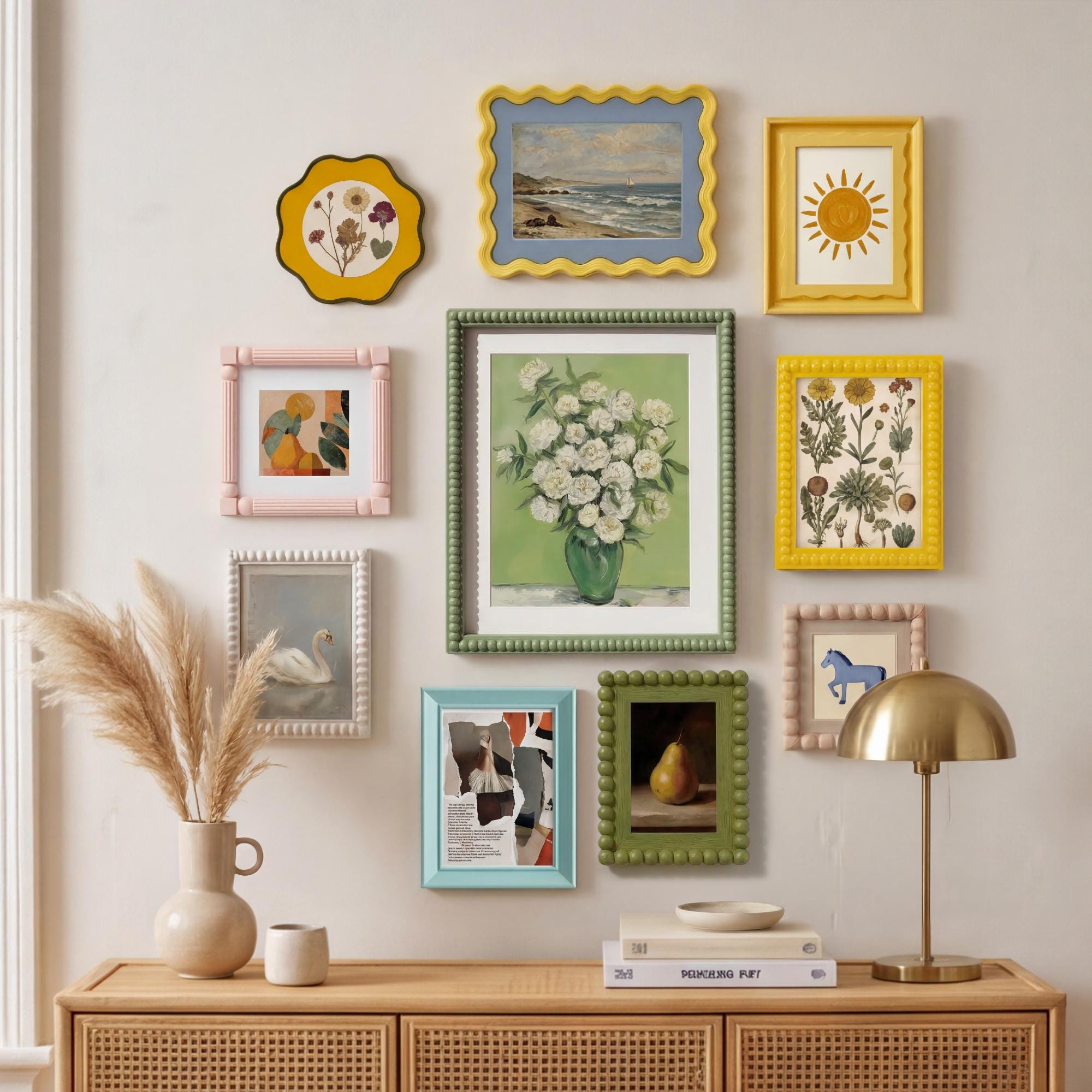 Vintage Colorful Mix and Match Picture Frame Set, Curated Eclectic ...