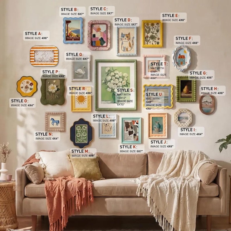 Color Mix Frame Vintage Colorful Mix and Match Picture Frame Set, Curated Eclectic ...