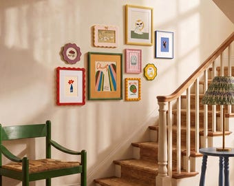 Vibrant Eclectic Gallery Wall Frame Set, Whimsical Picture Frame, Colorful Mixed Style Frames for Boho Maximalist Decor, Gift for Art Lovers