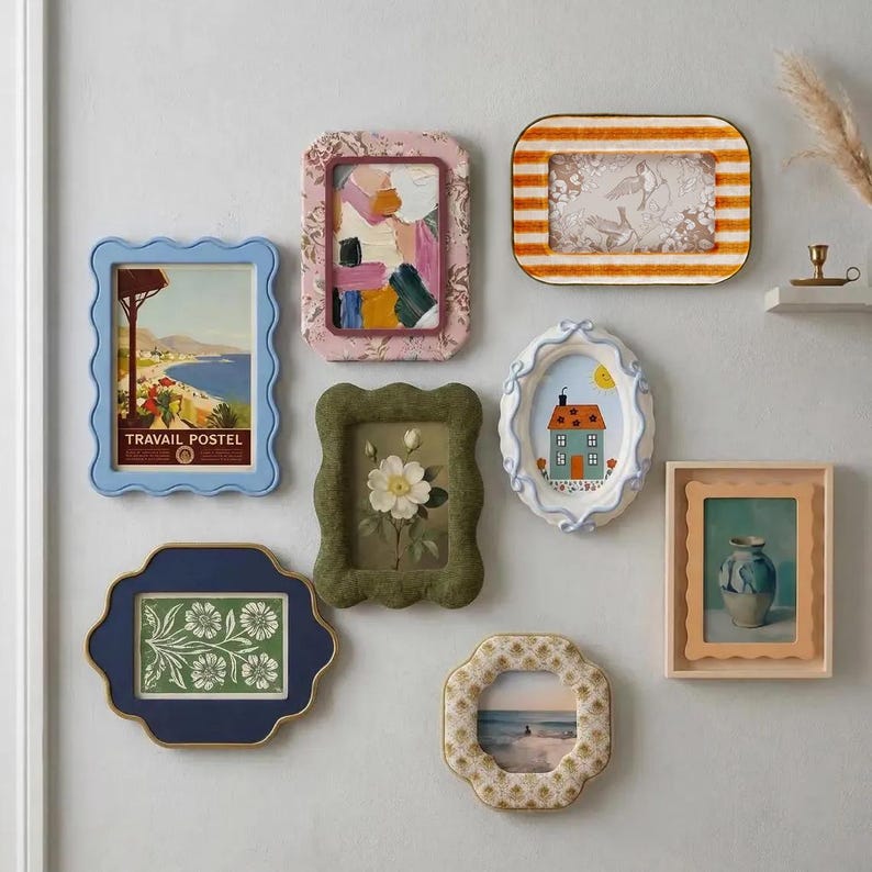 Vintage Colorful Mix and Match Picture Frame Set, Curated Eclectic ...