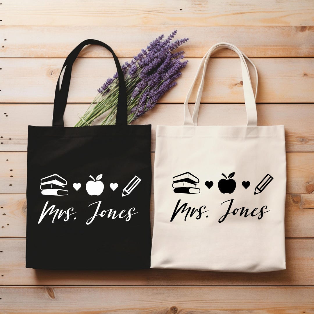 Personalized Teacher Tote Bag, Custom Name School Bag, Educator Gift - Etsy
