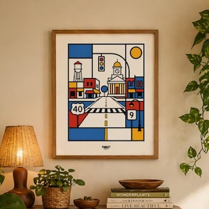 Greenfield Indiana Street Print | US 40 State Road 9 Intersection Art