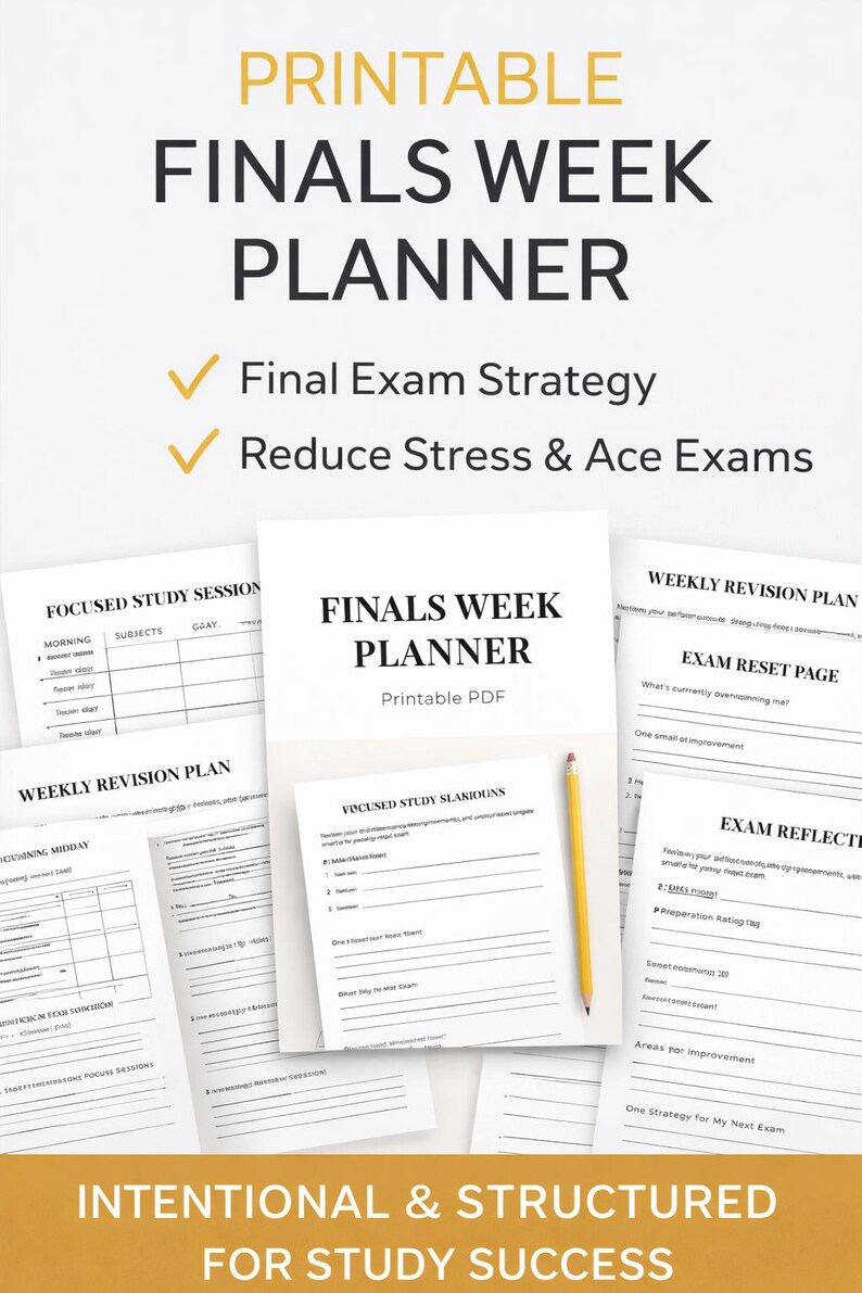 Finals Week Planner Printable PDF | Exam Study Planner for Students - Etsy
