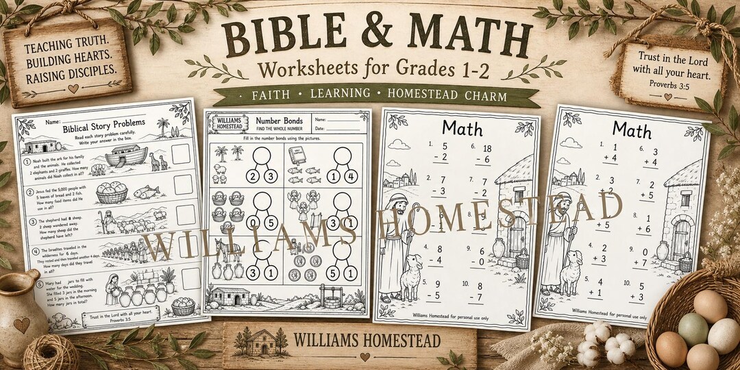 Math Worksheets for Grades 1 and 2 | Christian Homeschool Printable ...
