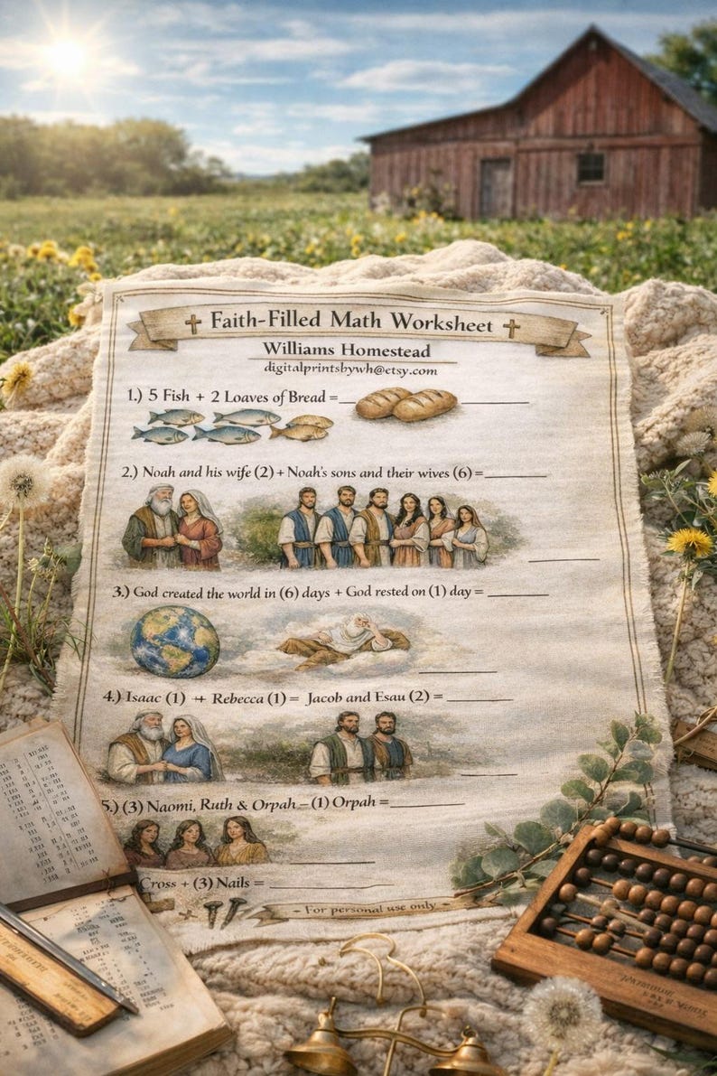 Faith-based Math Worksheet for Kids | Christian Homeschool Printable ...