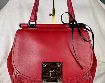 Vintage Coach Red Demi Hampton Shoulder Bag With Original Hangtag