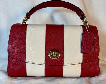 Coach Tilly Satchel 23 Top Handle in Red and White