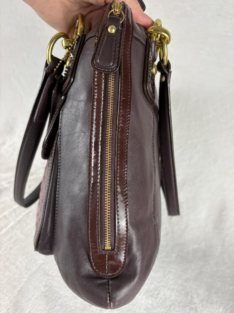 Coach Kristin Spectator North-South Zip Tote in Eggplant/Plum/Ostrich Embossed and Patent Leather with Charm image 2
