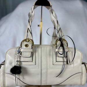Vintage Coach Y2K Soho Mia Braided Satchel in Ivory with Charm