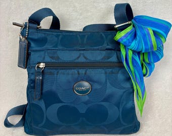 Vintage Y2K Coach Signature Canvas Shoulder Bag 1482 Teal Hobo - Etsy