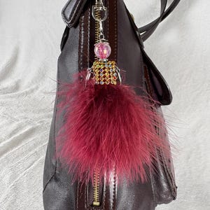 Coach Kristin Spectator North-South Zip Tote in Eggplant/Plum/Ostrich Embossed and Patent Leather with Charm image 5
