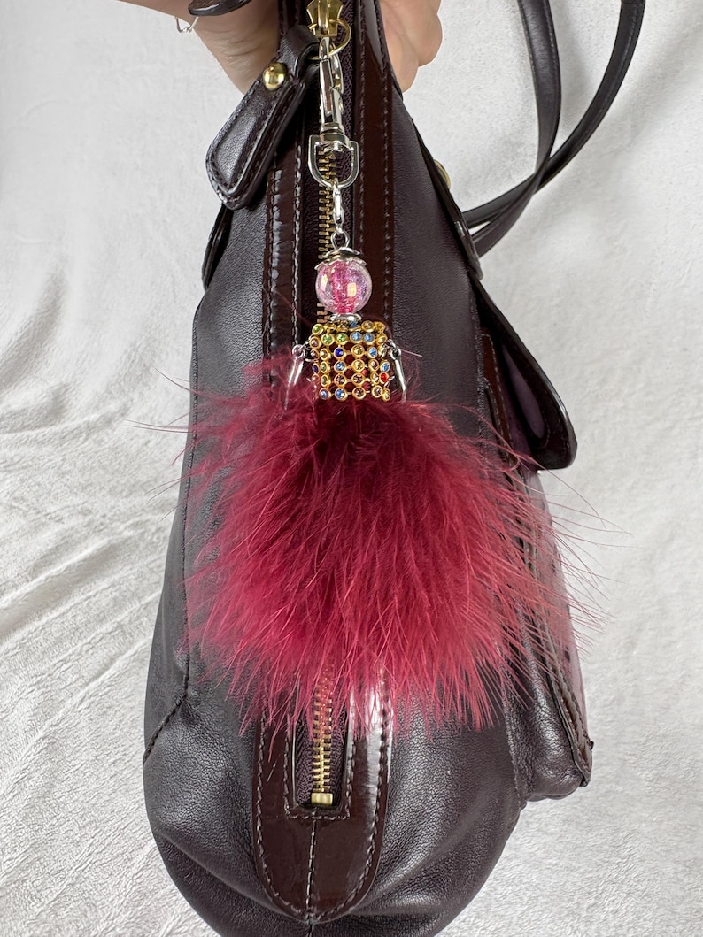 Coach Kristin Spectator North-South Zip Tote in Eggplant/Plum/Ostrich Embossed and Patent Leather with Charm image 5