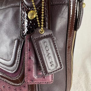 Coach Kristin Spectator North-South Zip Tote in Eggplant/Plum/Ostrich Embossed and Patent Leather with Charm image 18