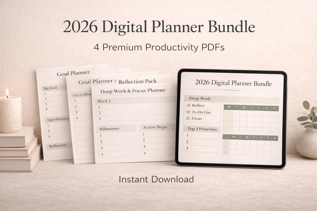 2026 Digital Planner Bundle | Daily, Weekly & Monthly Neutral Planner ...