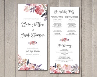 Heirloom Floral Wedding Program (Printable) by Vintage Sweet