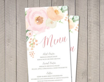 Vintage Floral Wedding Menu (Printable) DIY by Vintage Sweet