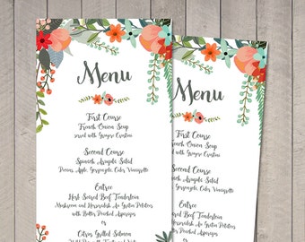 Vintage Floral Wedding Menu (Printable) DIY by Vintage Sweet