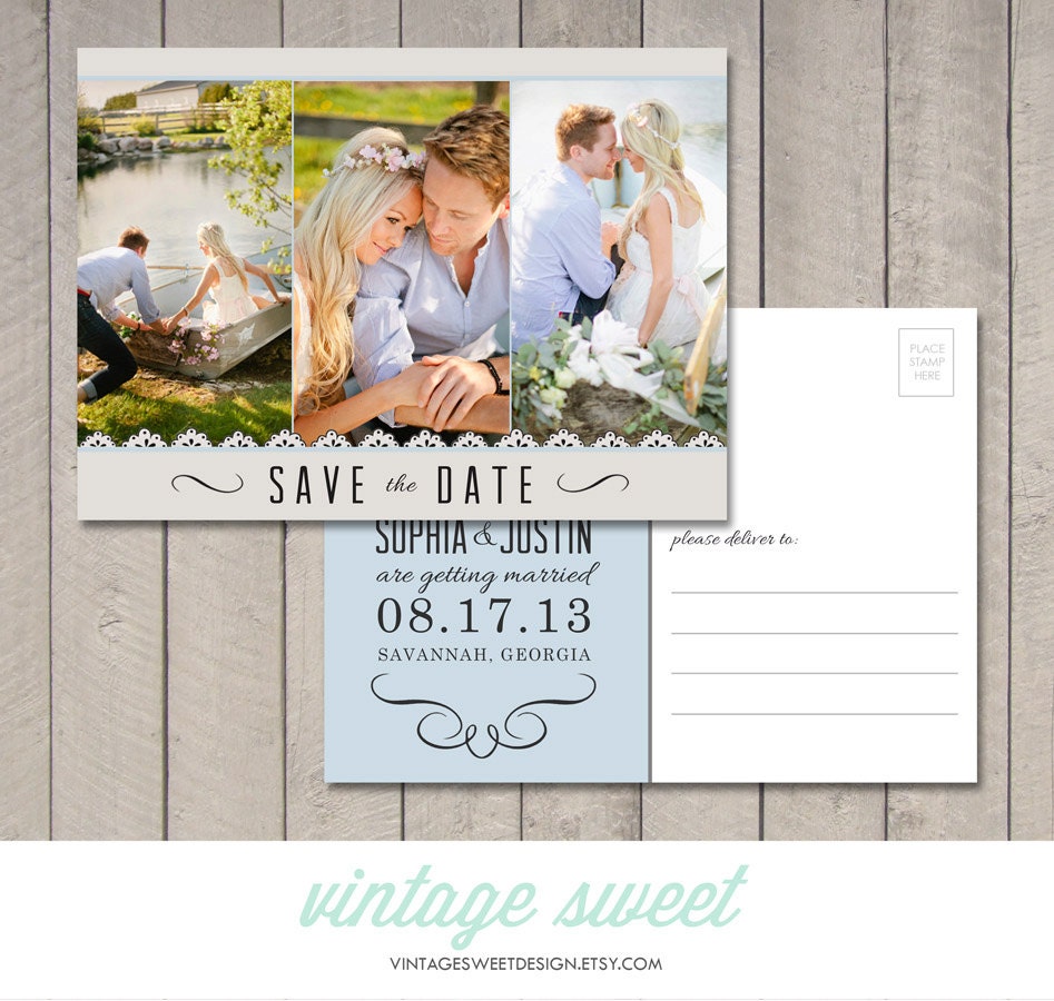 Save the Date Postcard Printable by Vintage Sweet | Etsy