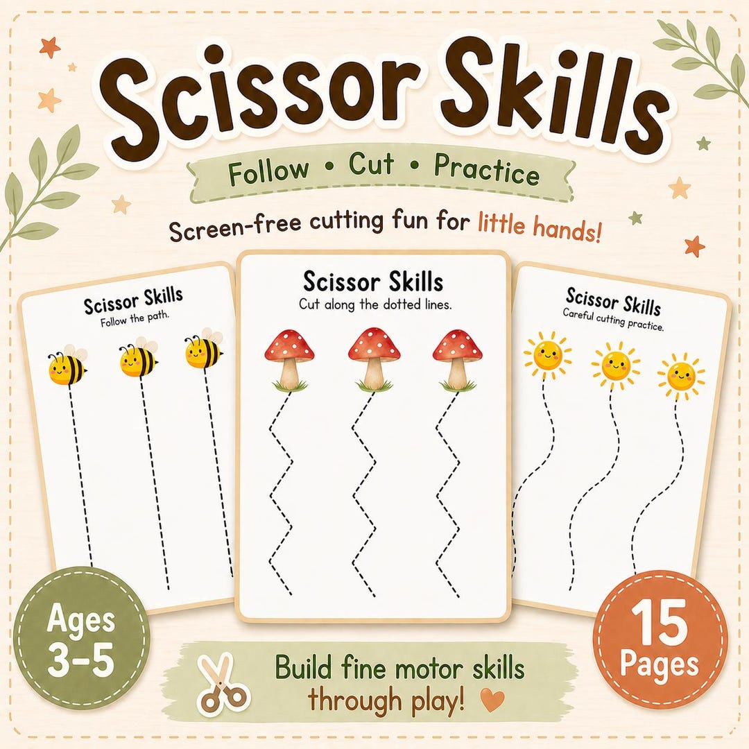 Scissor Skills Activity Book for Kids Printable Cutting Practice Fine ...