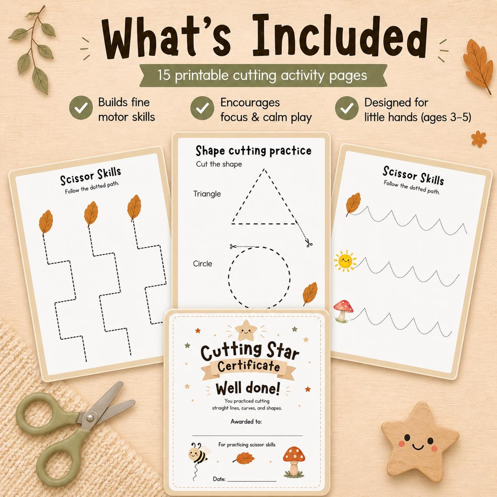 Scissor Skills Activity Book for Kids Printable Cutting Practice Fine ...