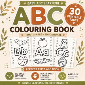 ABC-målarbok för småbarn: 30 utskrivbara sidor (PDF-nedladdning)