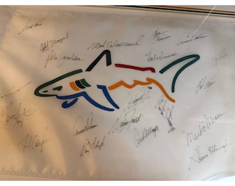 Greg Norman Logo Flag w/ Signatures Framed
