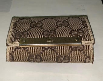 Cartera llavero Gucci Vintage Beige y Marrón