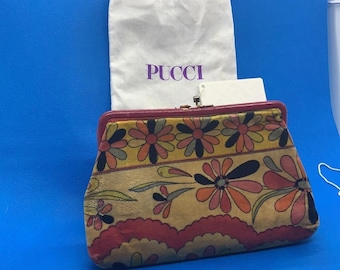 Pucci iconic Velvet Floral Made by Jana, 1960s make up clutch bag