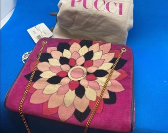 Vintage Emilio Pucci Dress Bag With Leather Trim Made In Italy