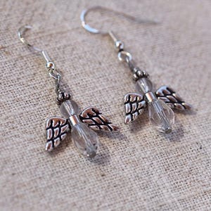 Pendientes de ángel / Joyería colgante conmemorativa inspirada en la fe, tono plateado imagen 2